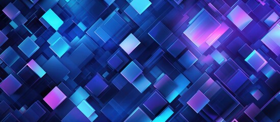 Abstract background of blue and purple glowing squares.
