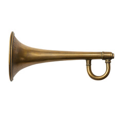 A vintage brass trumpet showcasing a flared bell and a rounded mouthpiece, representing classic...