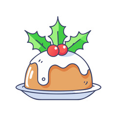 Christmas pudding vector art,  flat illustration Christmas pudding icon