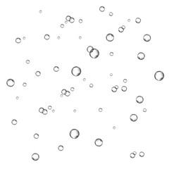 Oxygen air bubbles  flow  in water on white  background.