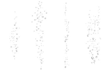 Oxygen air bubbles  flow  in water on white  background.