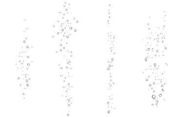 Oxygen air bubbles  flow  in water on white  background.