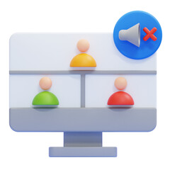 Obraz premium PNG 3D grup call mute Icon Isolated on a White Background