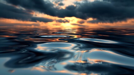 Obraz premium Ripples on waters surface under a dusky sky AI generated illustration