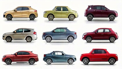 Fototapeta premium Set of cars isolated on white background