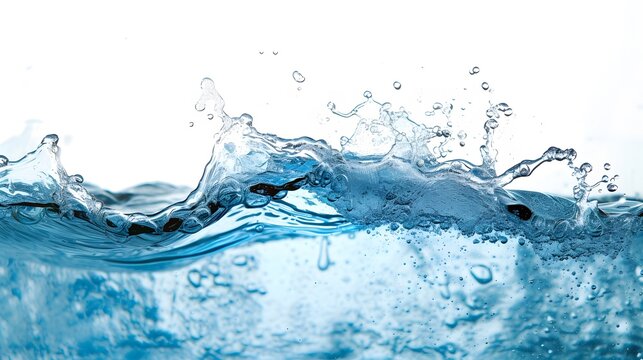 Sapphire blue water dramatically splashing against minimalist white AI generated illustration