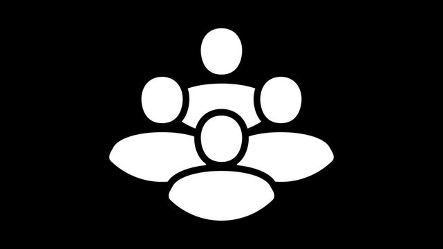 Simple abstract group of people graphic animation. Alpha channel. Transparent background motion design. 4K resolution