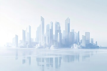 Fototapeta premium Metropolis 3D render heavy smog 