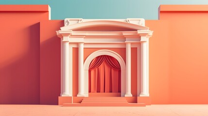 Fototapeta premium Simple geometric design of a theatre with a discount AI generated illustration
