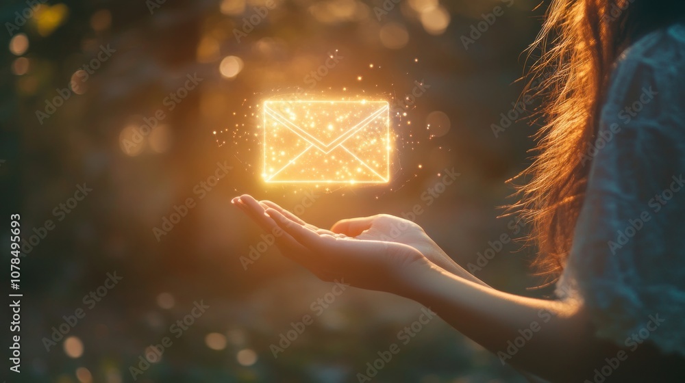 Poster a glowing envelope appears above a hand, symbolizing communication and connection.