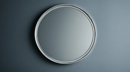 Round mirror on blue wall. This image is perfect for interior design or home decor projects, showcasing the beauty of simple elegance.