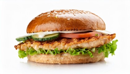 grilled chicken sandwich burger isolated on white