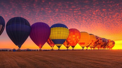 Obraz premium Hot air balloon festival at sunrise