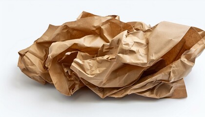 Obraz premium baking paper isolated crumpled pieces of brown parchment or baking paper on white background design element