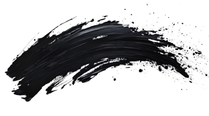 Abstract black in splash, paint, brush strokes, stain grunge isolated on white background, Japanese style.transparent background
