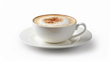 Obraz premium white cup of coffee cappuccino isolated on white background with clipping path