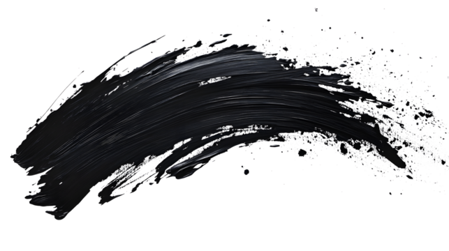 Abstract black in splash, paint, brush strokes, stain grunge isolated on white background, Japanese style.transparent background
