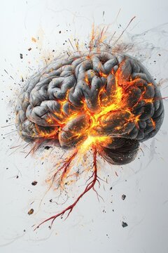 Creativity concept with a brain exploding in colors. Mind blown concept