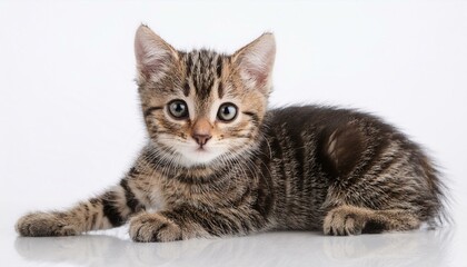 Obraz premium cute tabby kitten on white