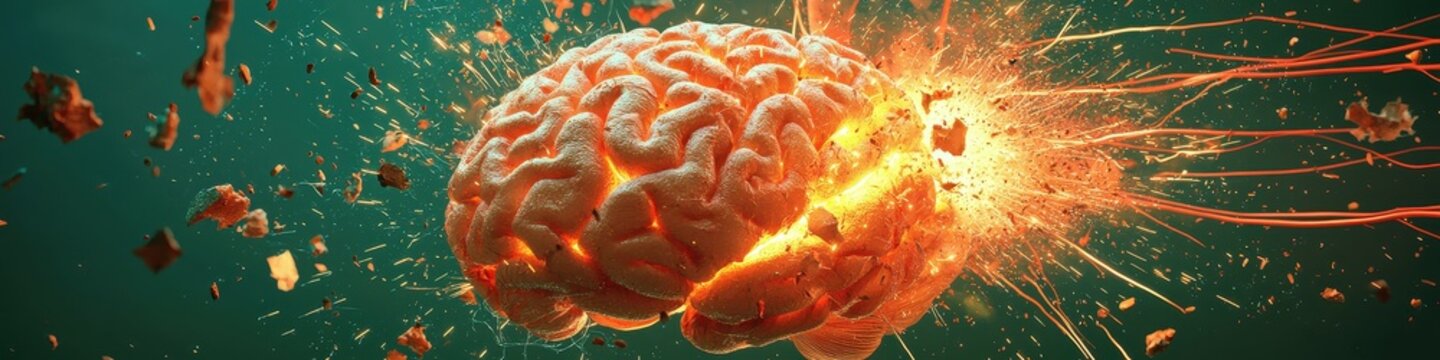 Creativity concept with a brain exploding in colors. Mind blown concept