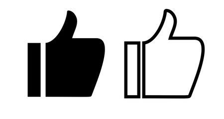 Social media like icon set black color. Thumb up symbol for online communication, message, website, mobile app vector