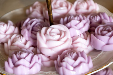 coconut milk jelly dessert in a rose shape