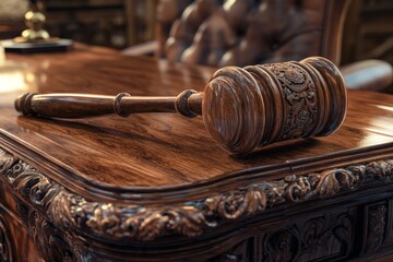 Close-Up of a Courtroom Gavel