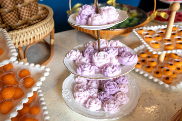 thai dessert coconut milk jelly in a rose shape