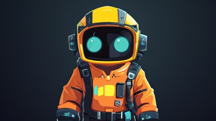Naklejka premium A Cartoon Astronaut in a Spacesuit