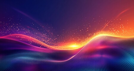 Abstract Wavy Background with Vibrant Colors and Sparkles