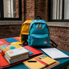 Bright backpacks and school accessories