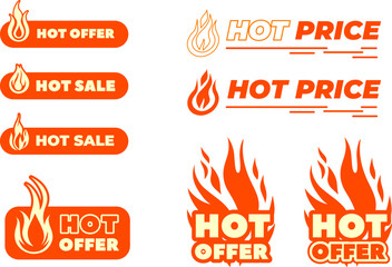 fire flame, hot sale labek icon vector illustration