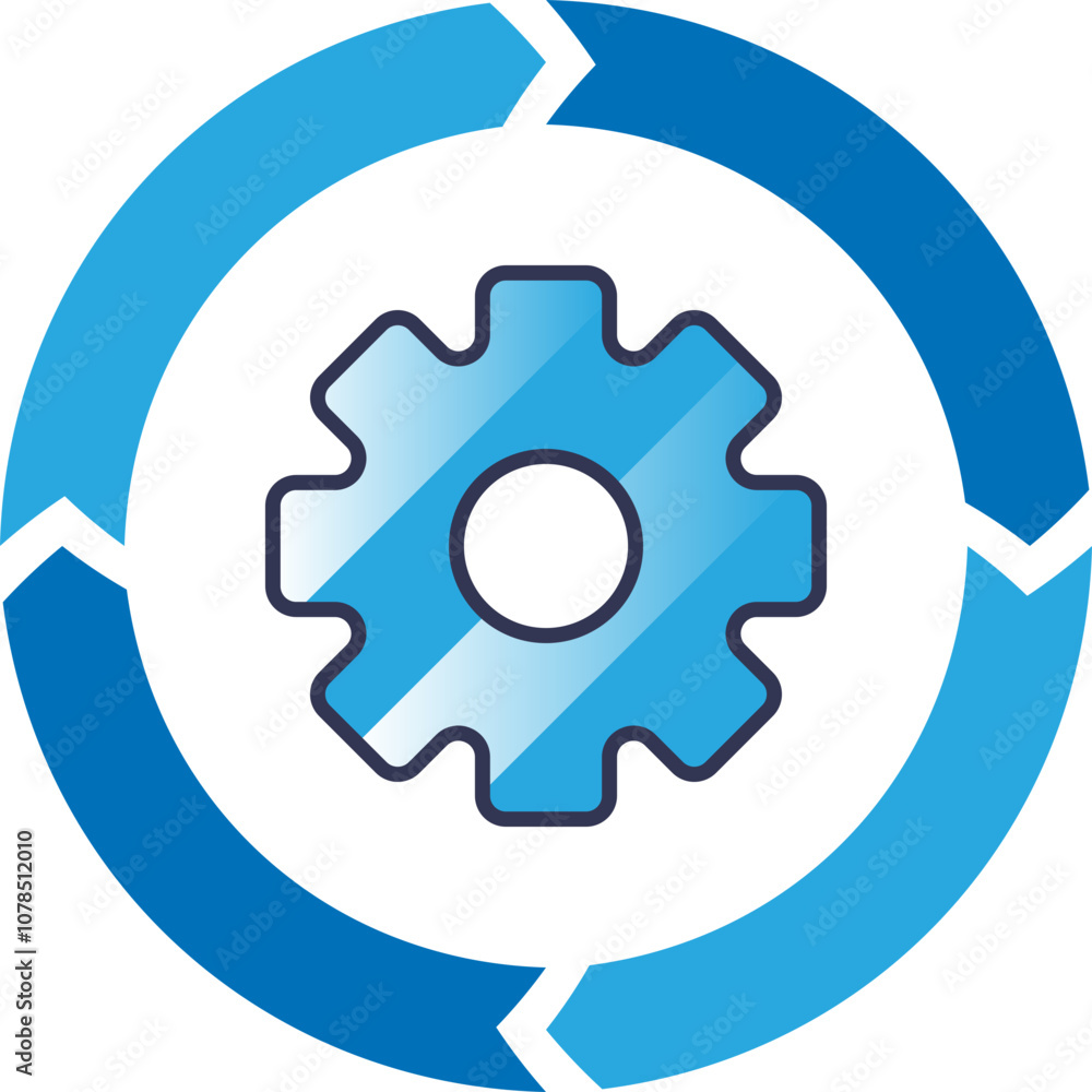 Poster a gear encircled by arrows symbolizes process automation and continuous improvement.