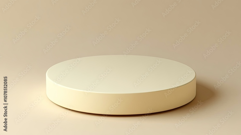 Poster minimalist round display platform in soft beige color for product photography and creative studio se