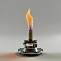 A Bunsen burner with a small control knob
