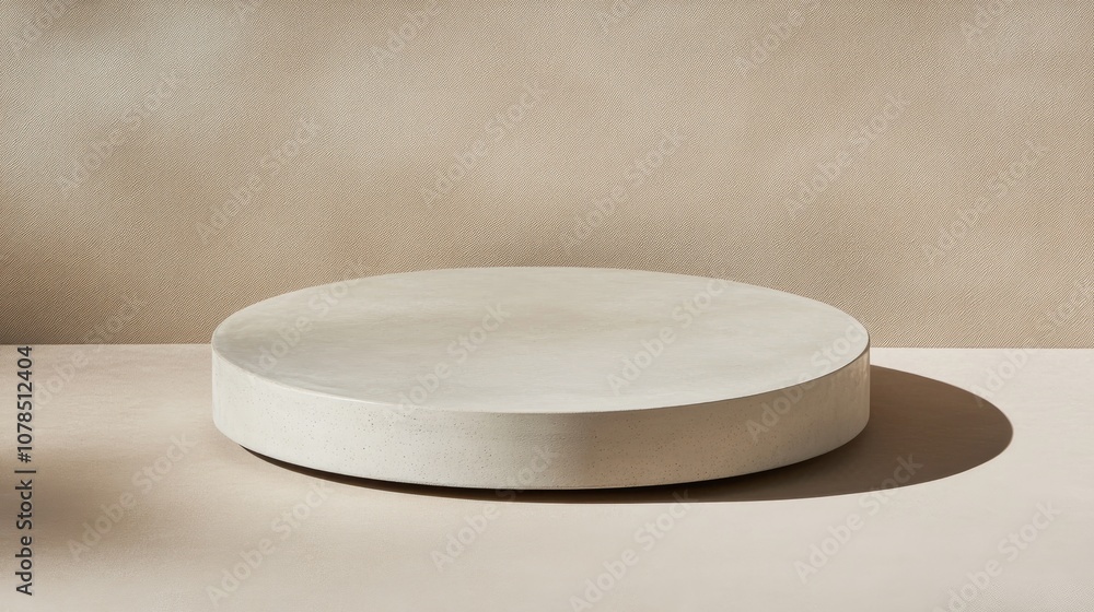 Poster minimalist round display surface featuring smooth texture and soft shadow against neutral background