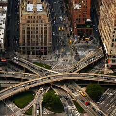 bustling city intersections