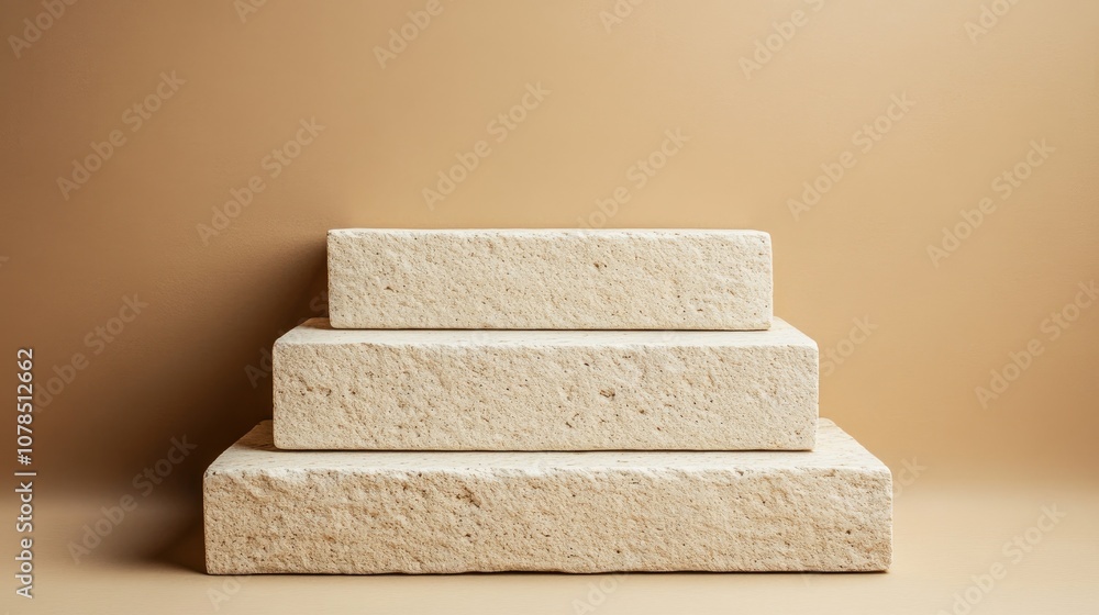 Aufkleber minimalist composition of textured stone blocks stacked on a soft neutral background ideal for moder
