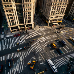 bustling city intersections