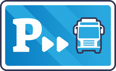 Park and ride sign with parking symbol and bus icon, indicating a transit service.