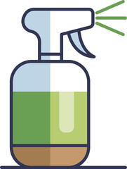 Illustration of a spray bottle emitting green mist, symbolizing eco-friendly pesticide use.
