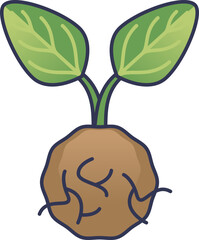 Illustration of a seed ball with a sprout, symbolizing growth and sustainability.
