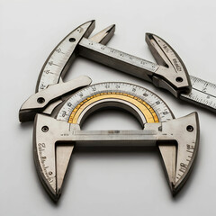 pair of metal calipers designed for measuring internal and external dimensions accurately,