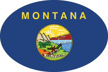 Oval shaped printable vector flag of the United States of America federal state of MONTANA