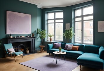 Fototapeta premium Modern purple interior