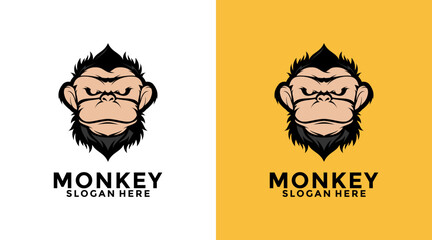 Monkey mascot logo vector. Geek monkey logo. Chimpanzee vector logo design