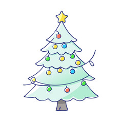 Christmas tree vector art,  flat illustration Christmas tree icon