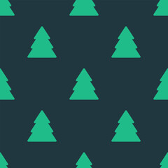 Obraz premium Christmas trees on green background. Vector seamless pattern. Best for textile, wallpapers, wrapping paper and seasonal decoration.