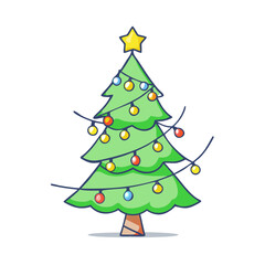 Christmas tree vector art,  flat illustration Christmas tree icon