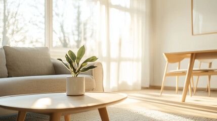 Stylish Living Room and Dining Area with Natural Light